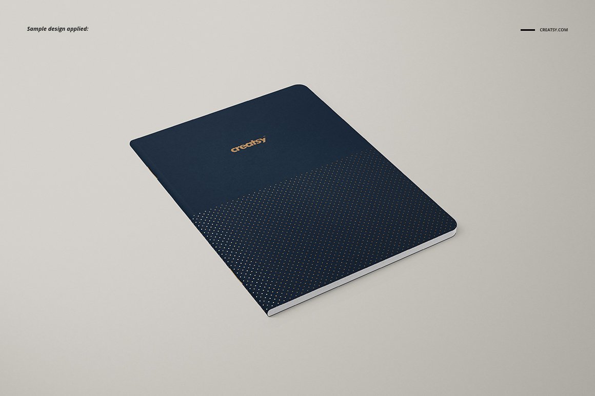 Images of a blue a5 classic notebook with a beautiful design.