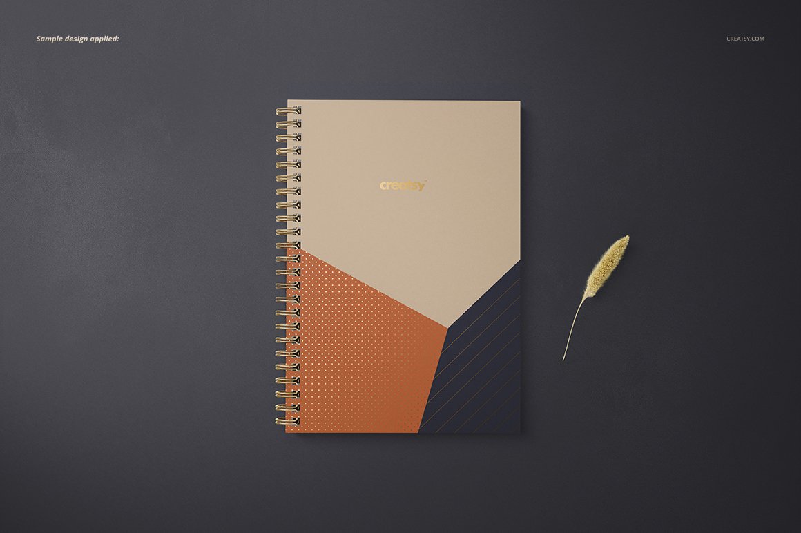 Images of a a5 spiral notebook with an irresistible design on a black background.