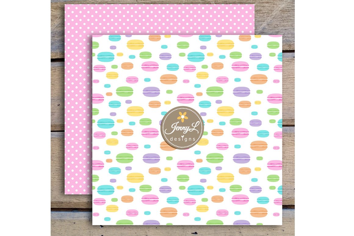 Two patterns with macaroons illustrations.