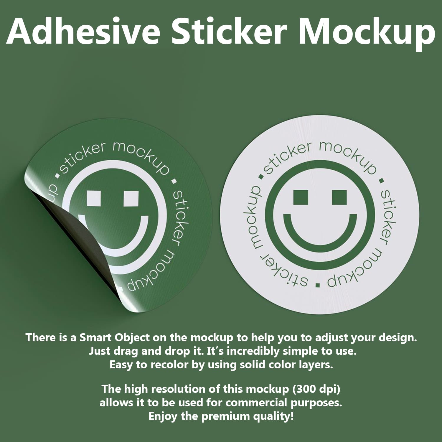 Images of a colorful adhesive sticker with images of an emoticon.