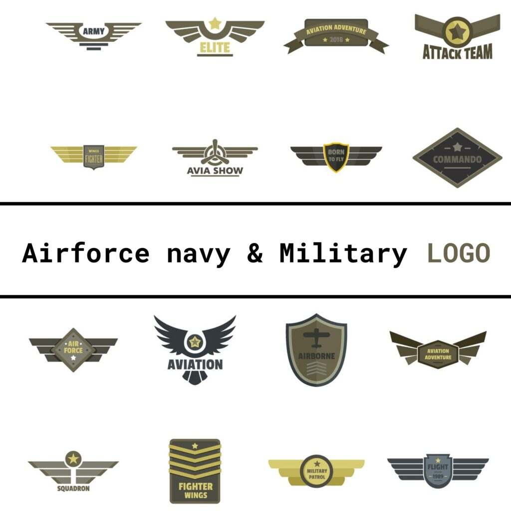 Airforce Navy Military Logo Icons Set, Flat Style – MasterBundles