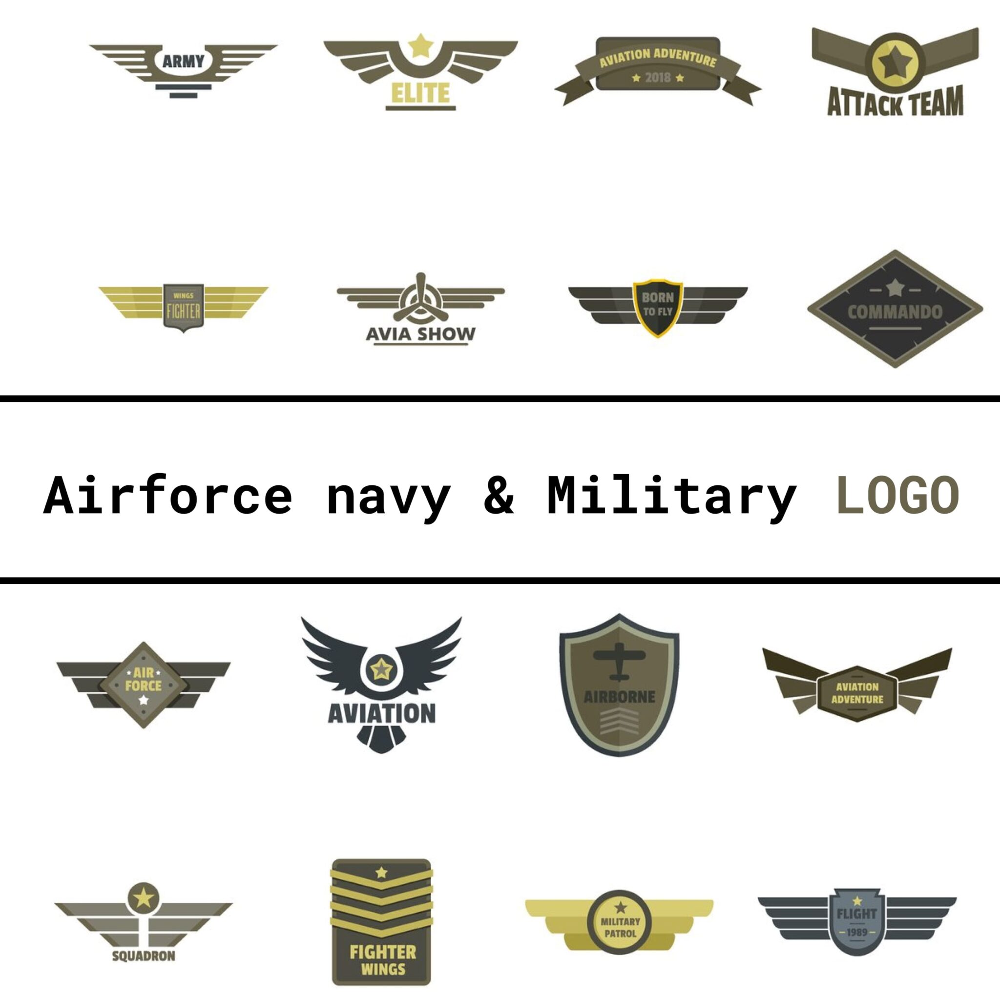 Airforce Navy Military Logo Icons Set, Flat Style – Masterbundles