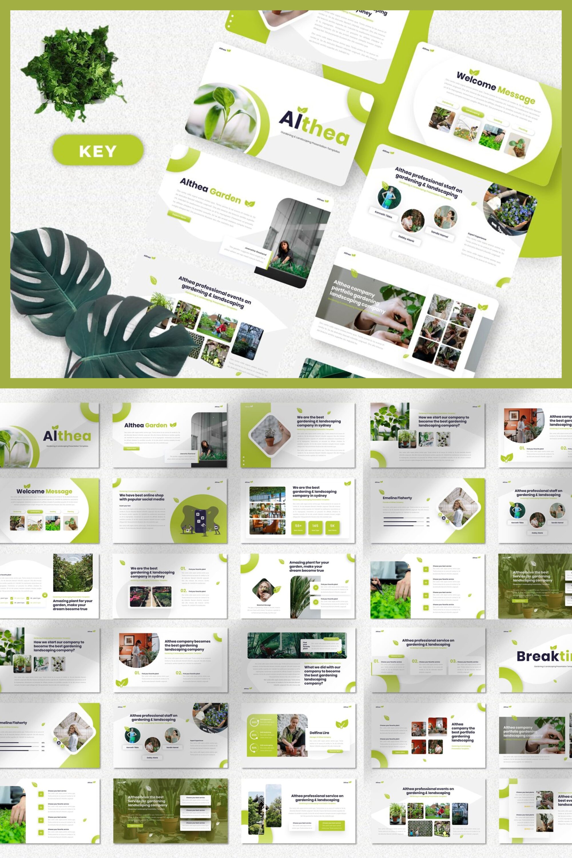 Althea - Gardening Keynote Templates - pinterest image preview.