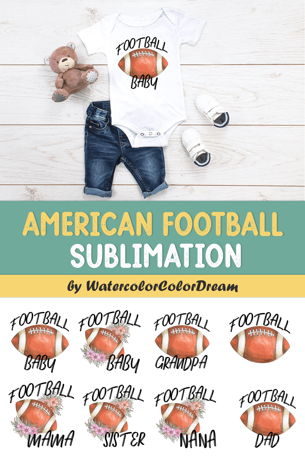 american football sublimation. football family bundle pinterest