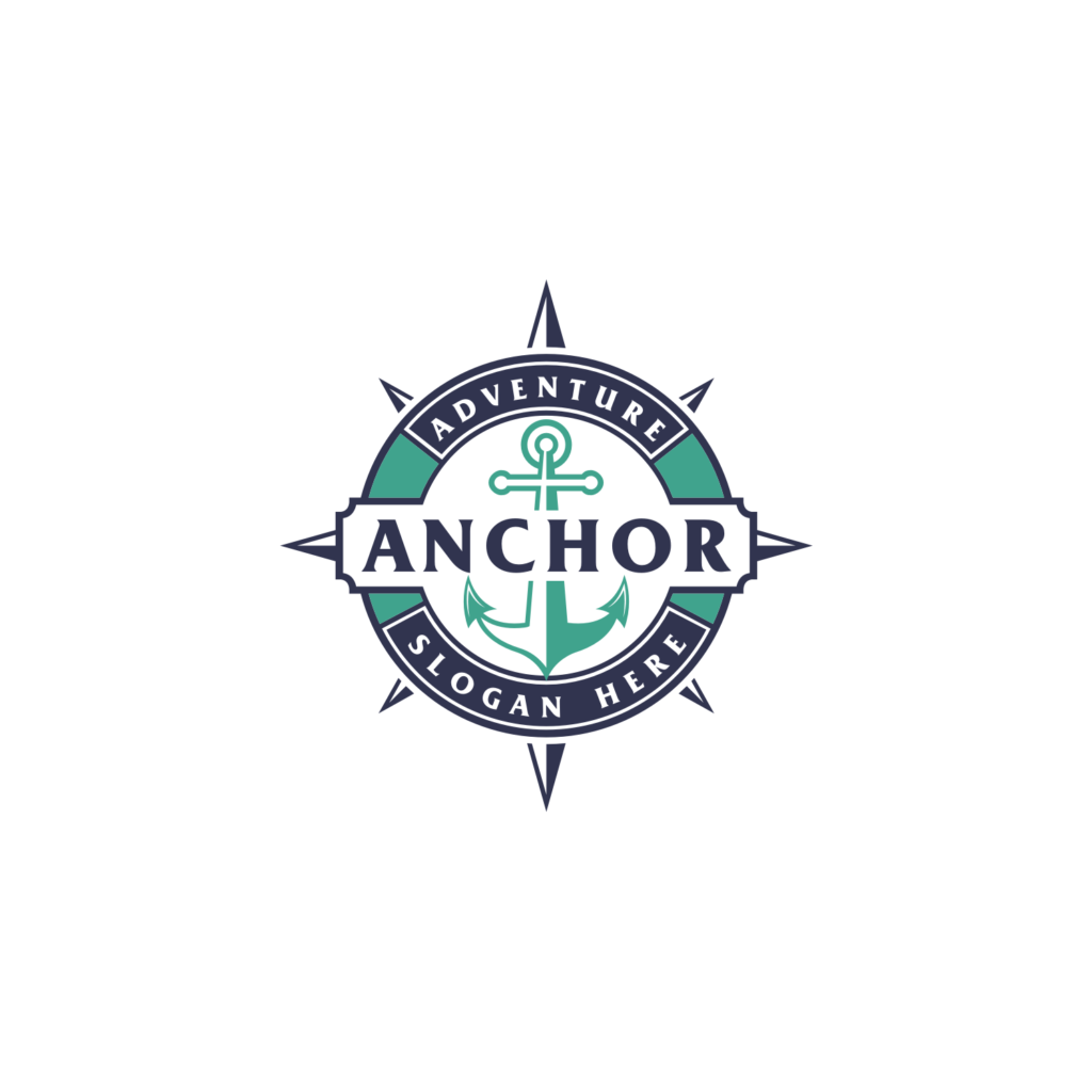 Anchor nautical marine circle seal logo design | MasterBundles