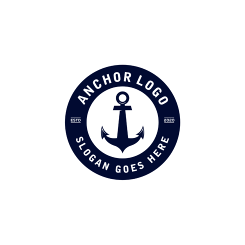 Anchor Nautical Marine Circle Seal Logo Design.