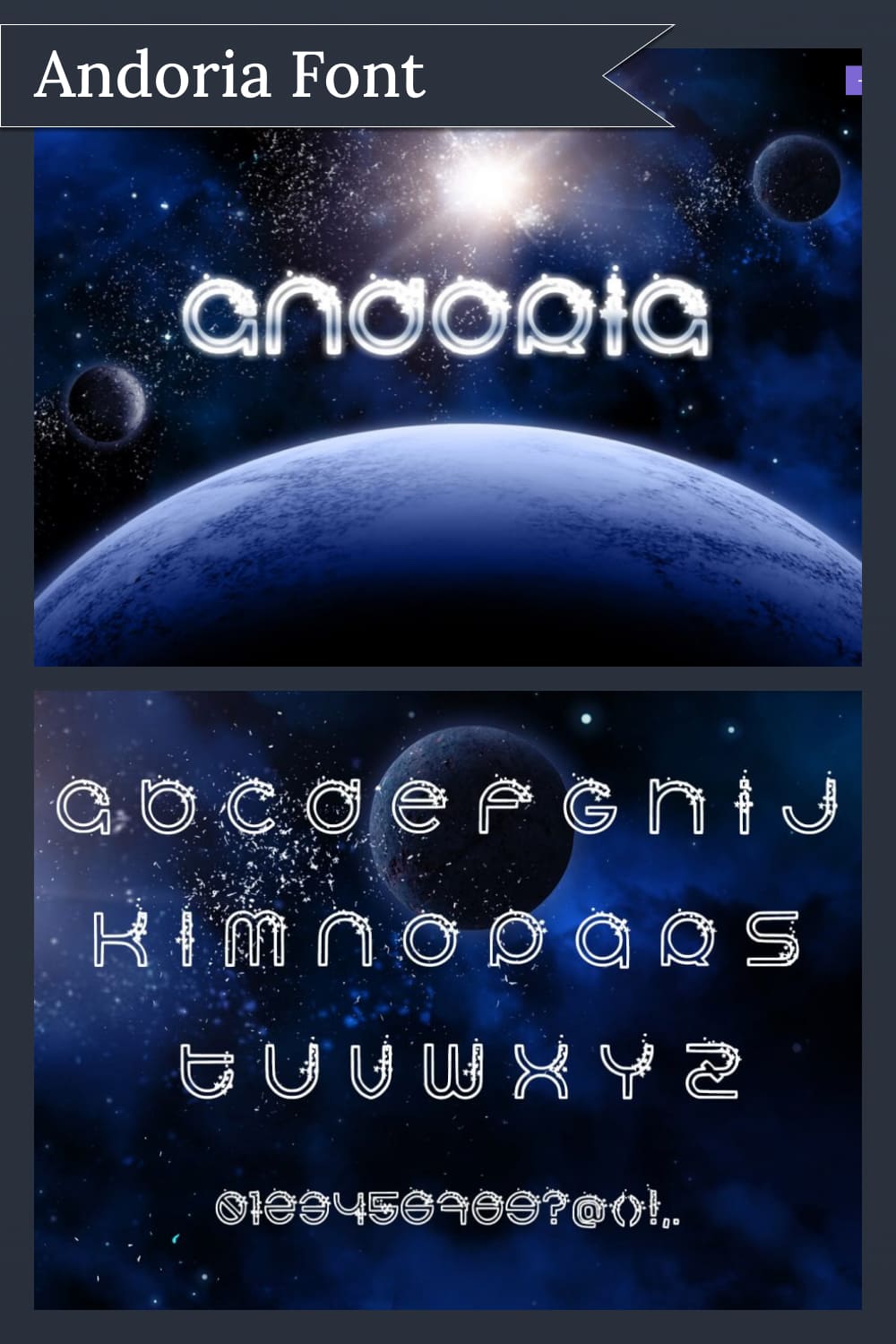 Futuristic font style on a space background.