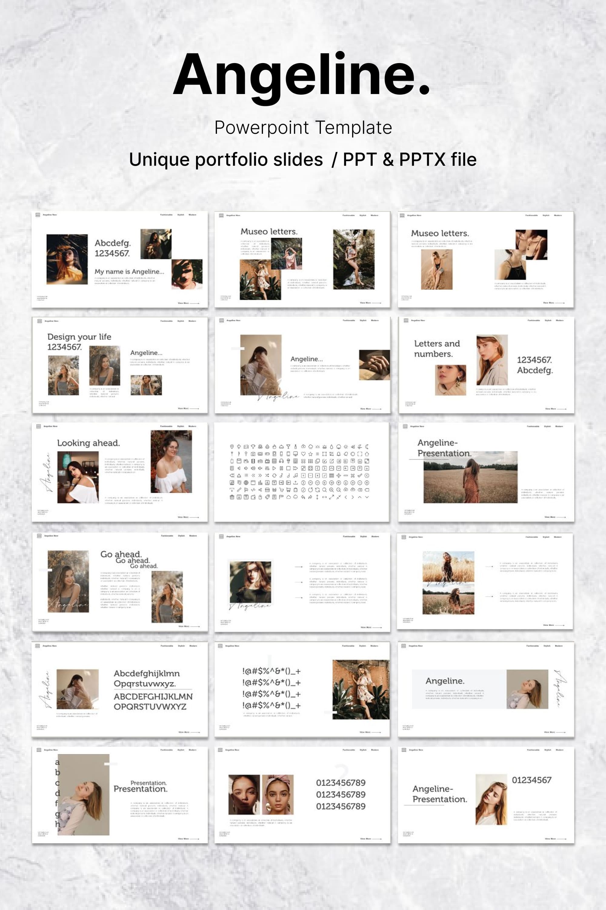 Angeline Powerpoint Template - pinterest image preview.
