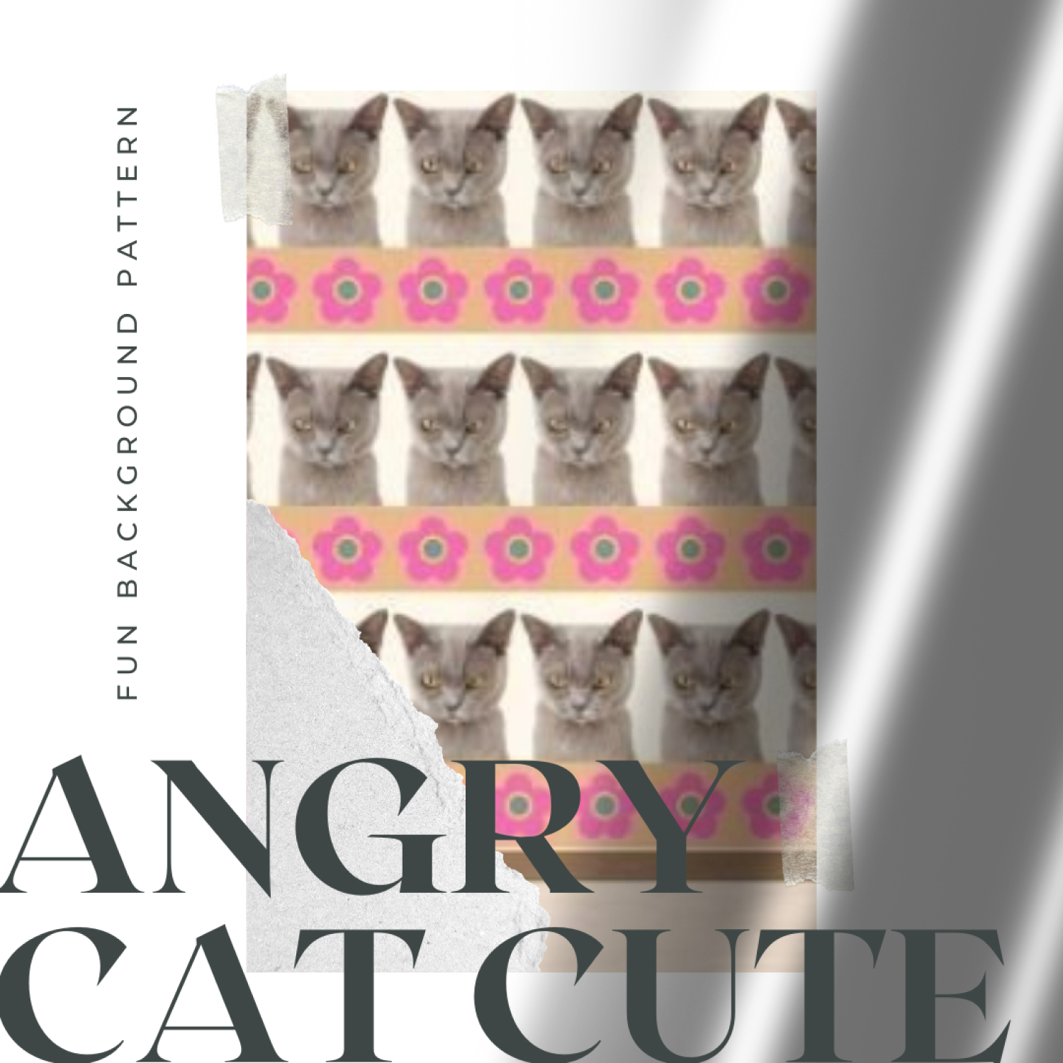 Angry Cat Cute, Fun Background Pattern.