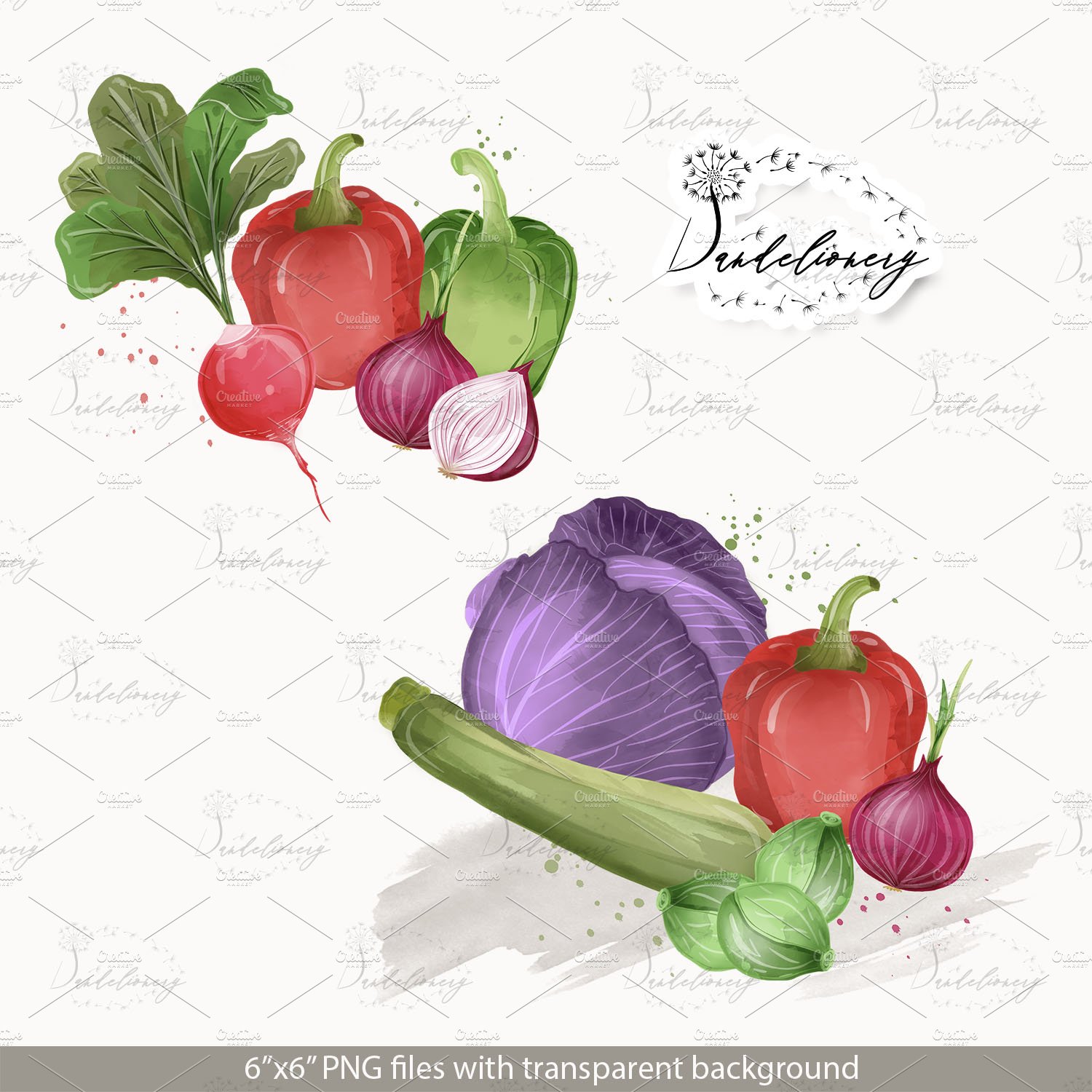 High quality watercolor vegetables.