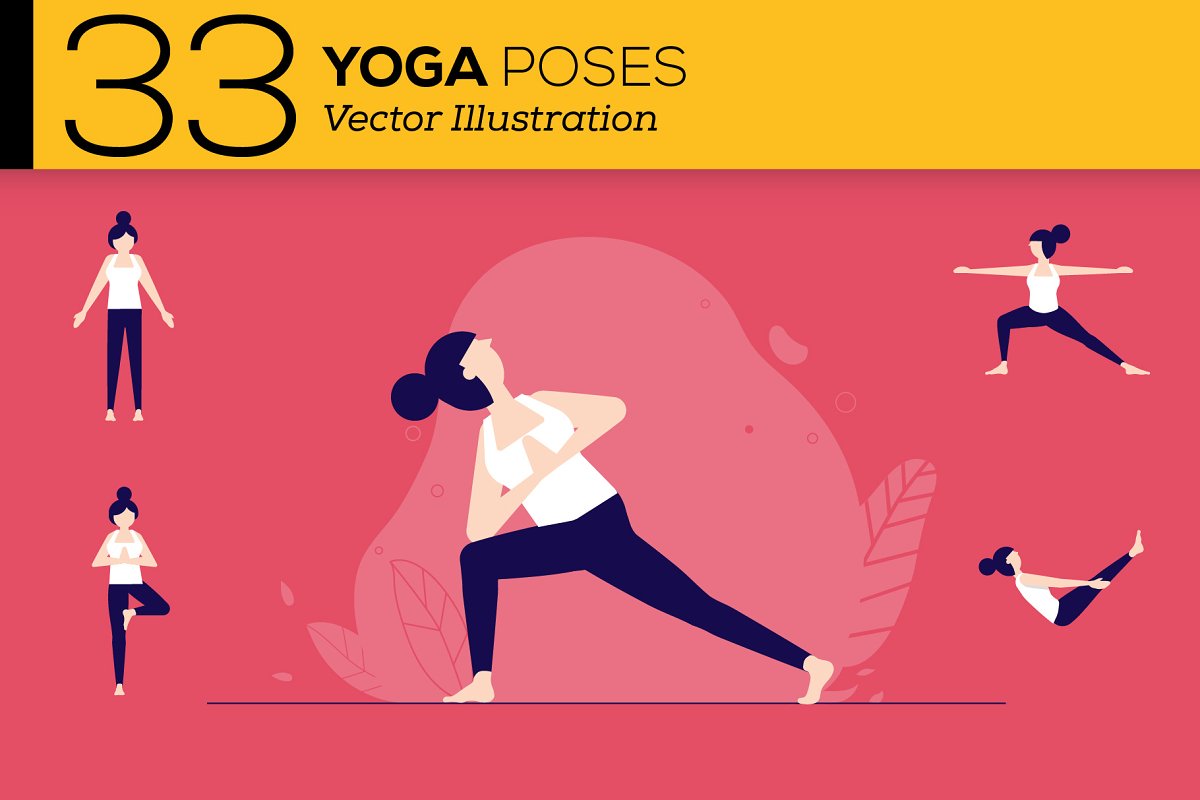 Cover image of 33 Yoga Poses Illustration.