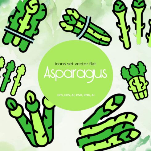 Asparagus icons set vector flat.