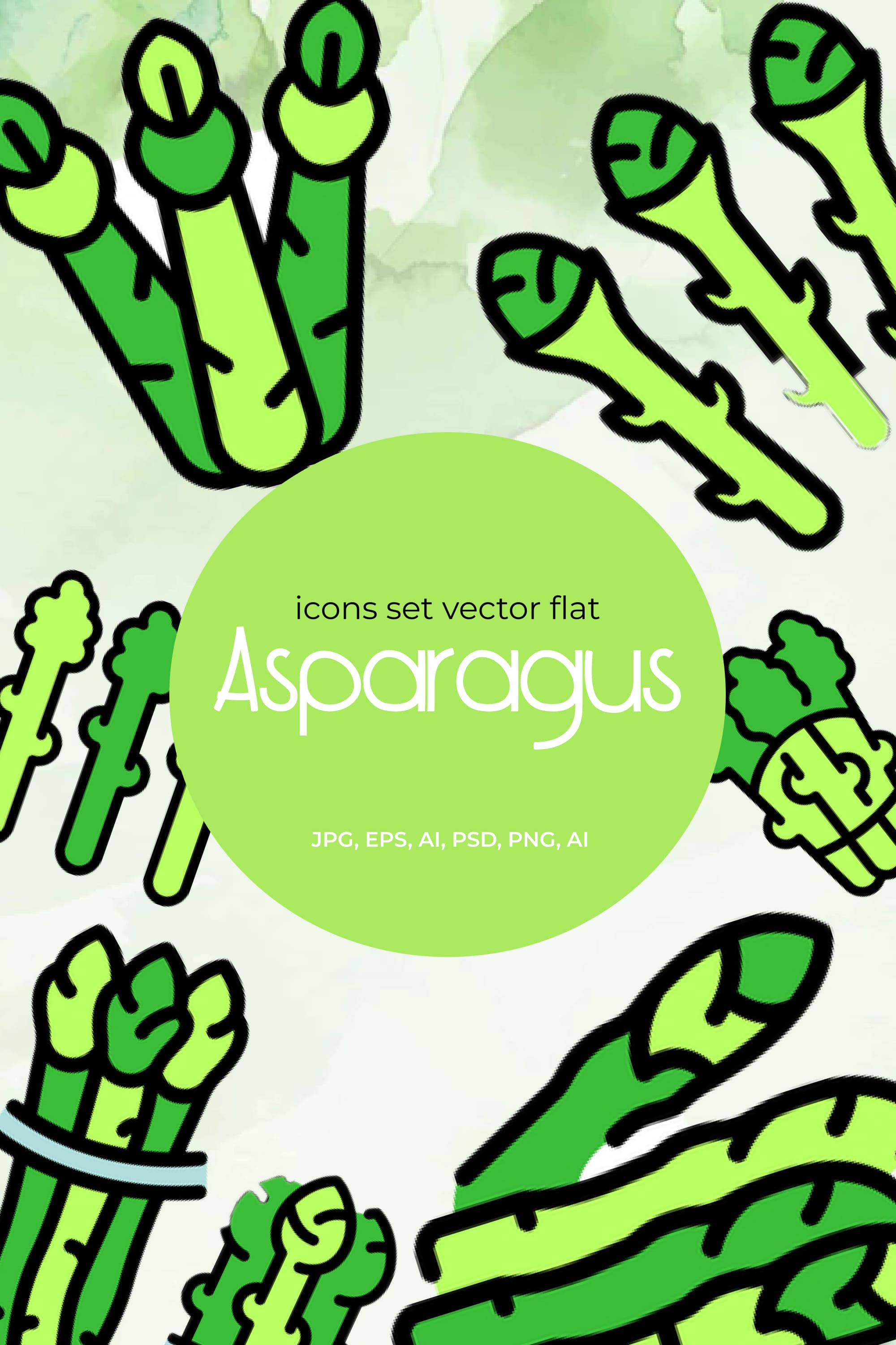 asparagus icons set vector flat pinterest