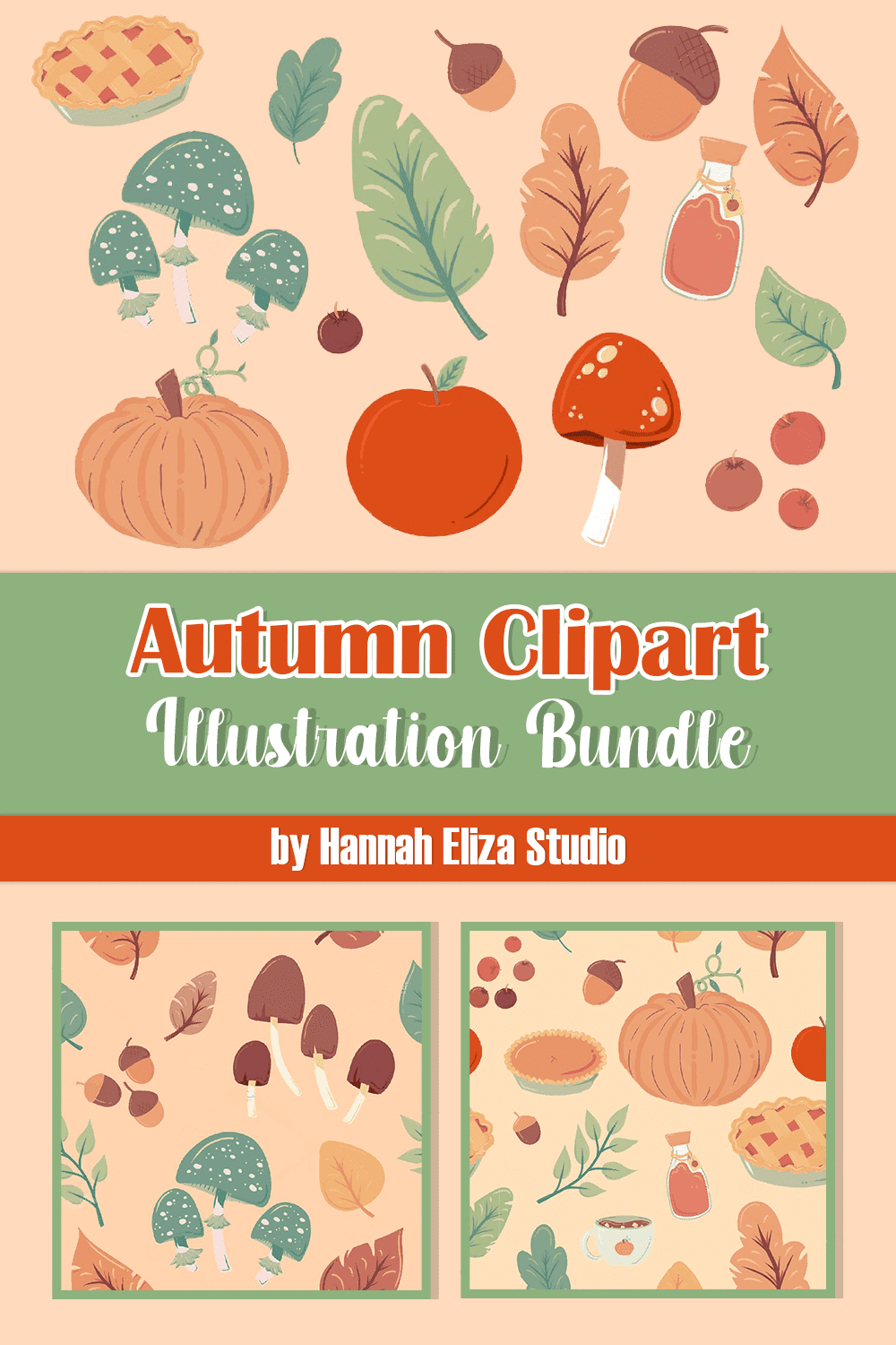 autumn clipart illustration bundle pinterest