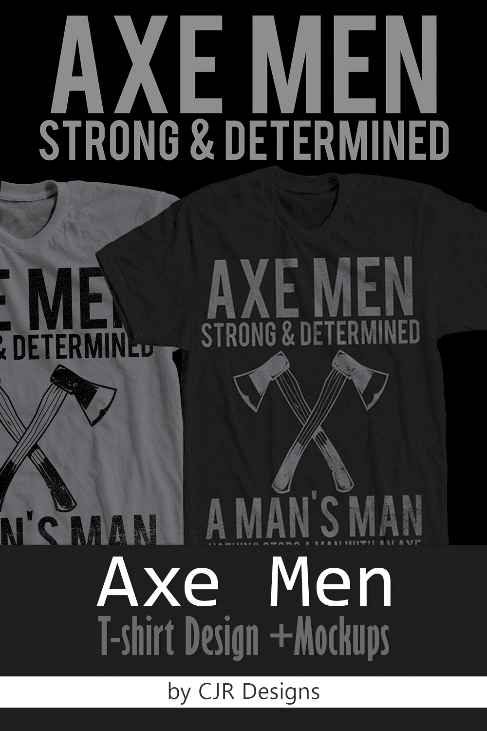 Black and white t-shirt with adorable ax graphics and slogans.