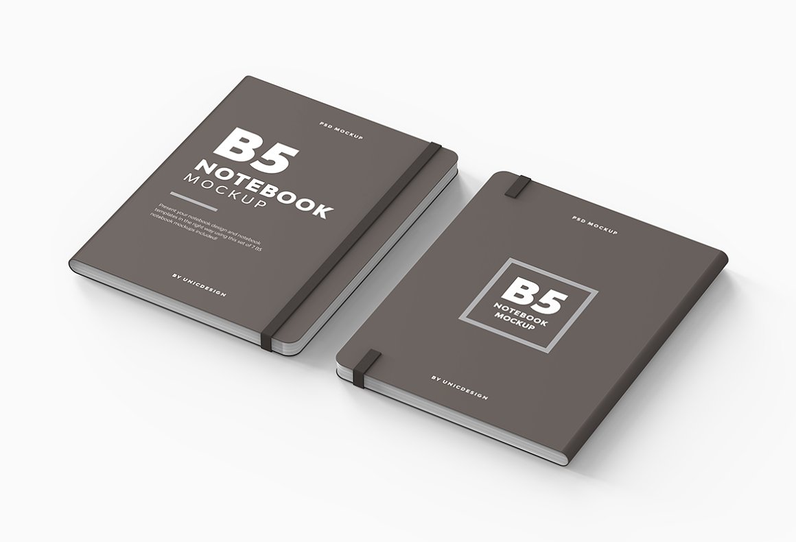 Pictures of the front and back of the B5 notebook with a charming design.