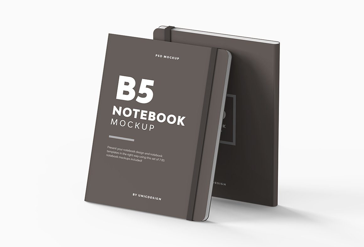 Images of a b5 notebook with an irresistible design on a white background.