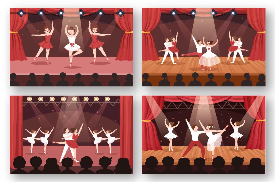 15 Ballet or Ballerina Illustration for post cards.
