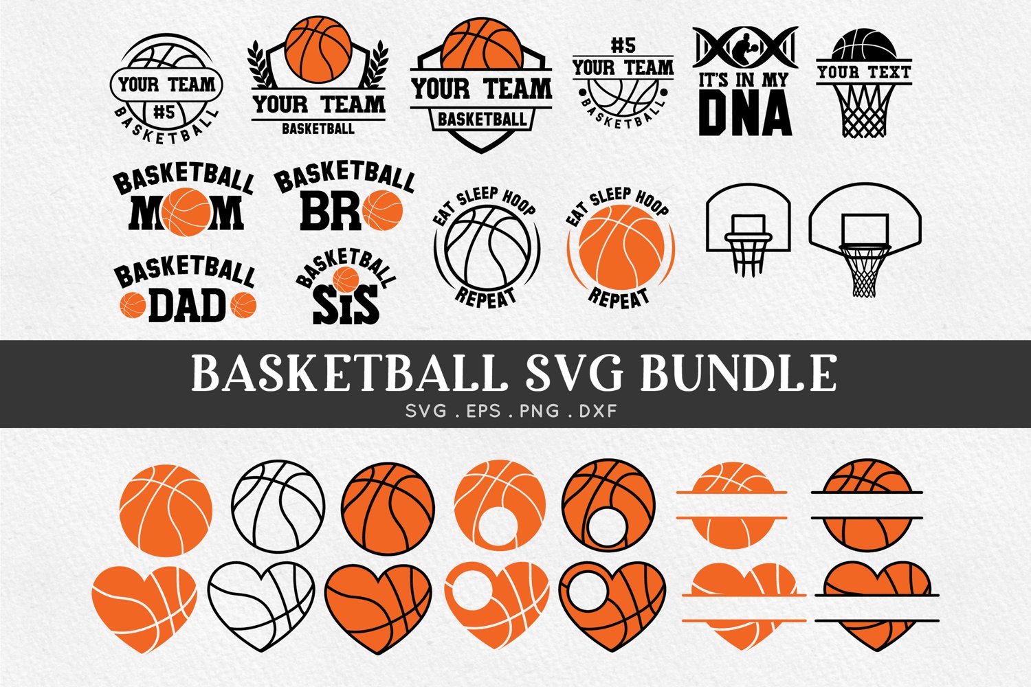 Cover image of Basketball svg bundle.