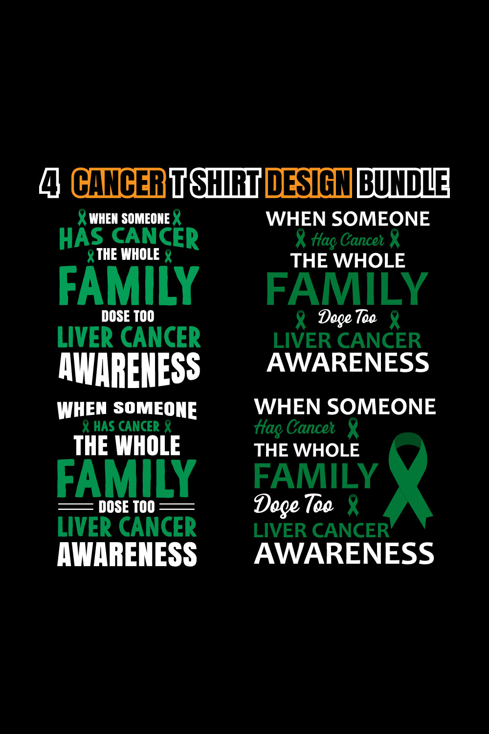 4 Print Ready Cancer T-shirt Design Bundle pinterest image.