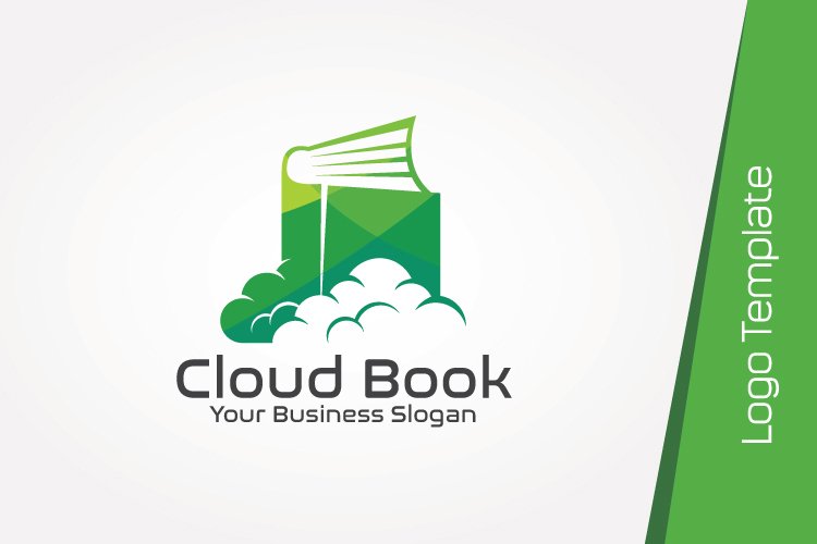 Green logo with clouds.