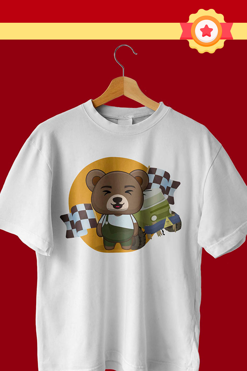 Cute Bear Illustration T-shirt Pinterest image.