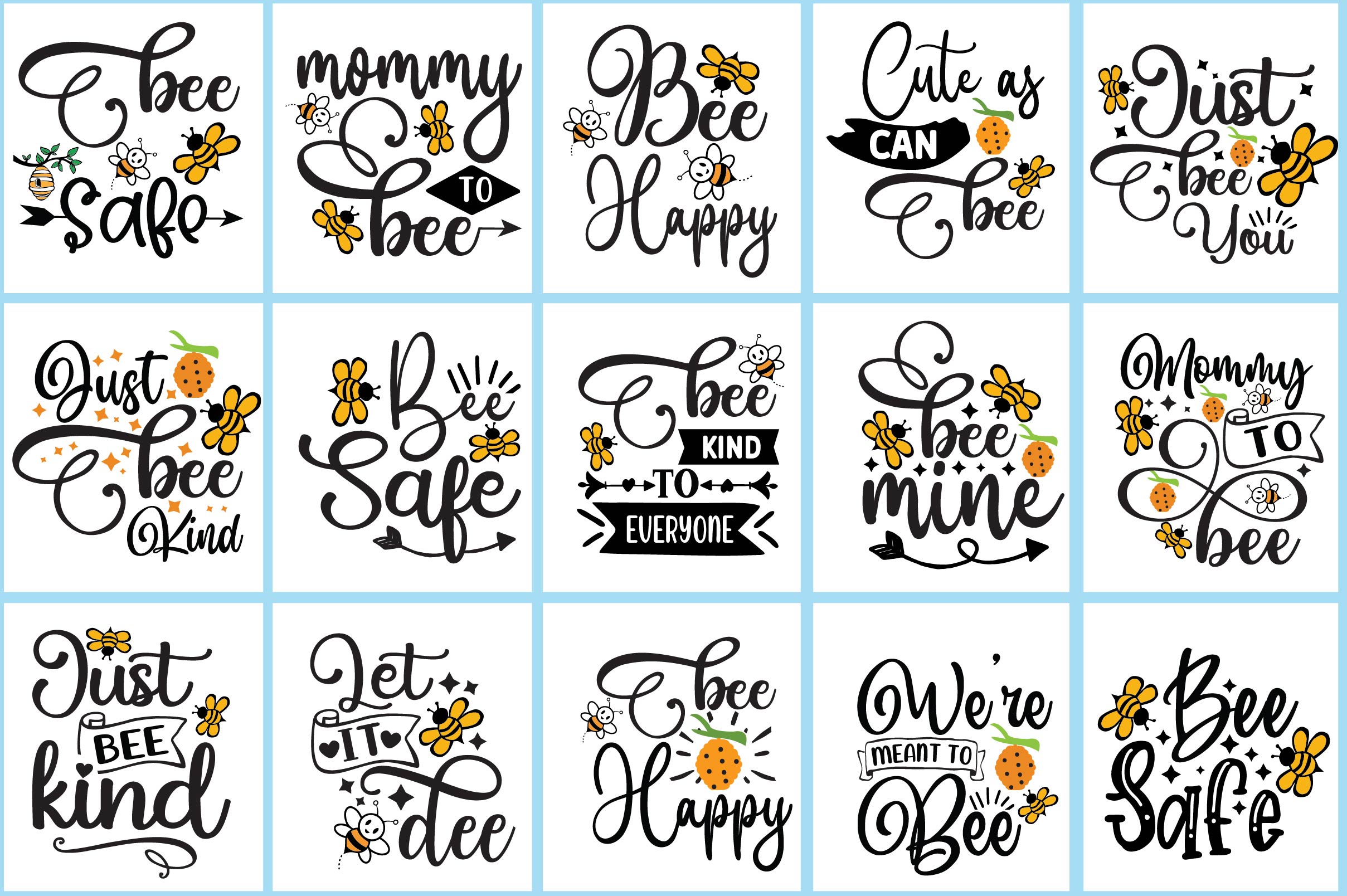 Set of nine different hand lettering styles.