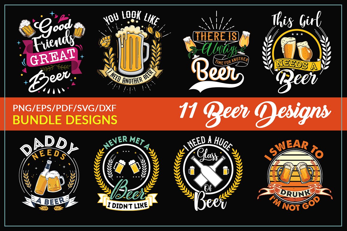 11 Beer T-Shirt Bundle Design.