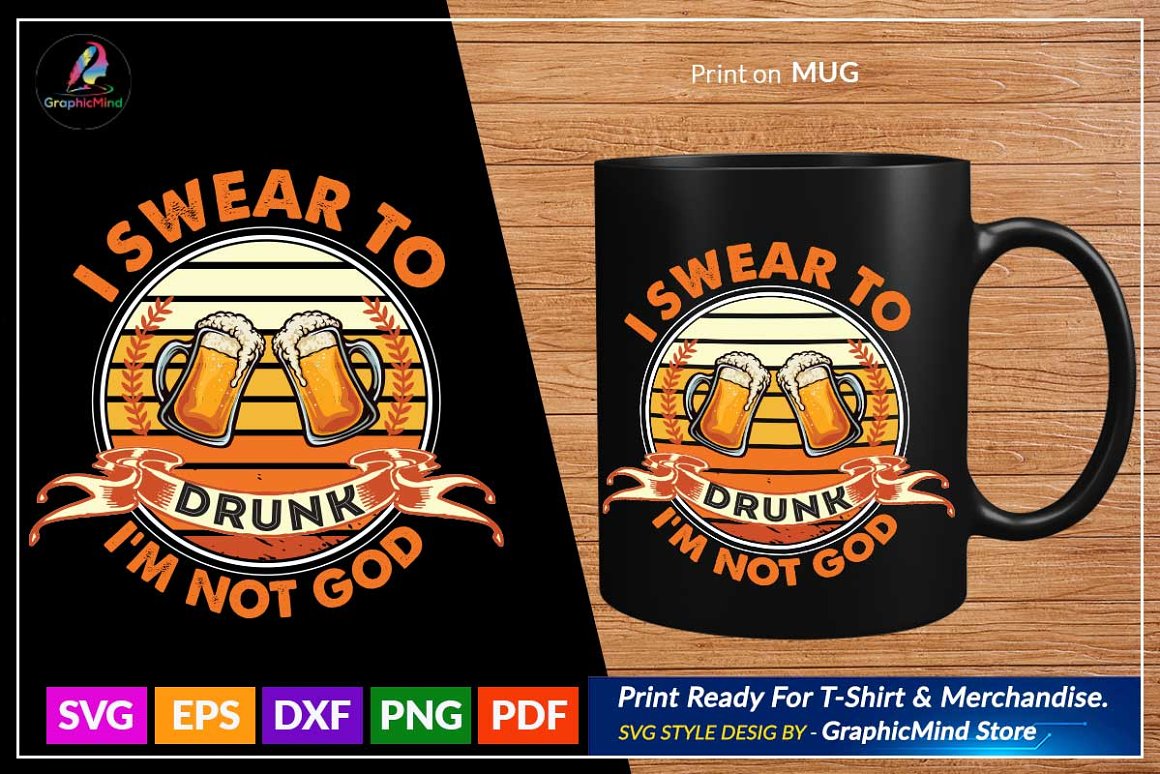 Black cup with the lettering "I swear to drunk I'm not god".