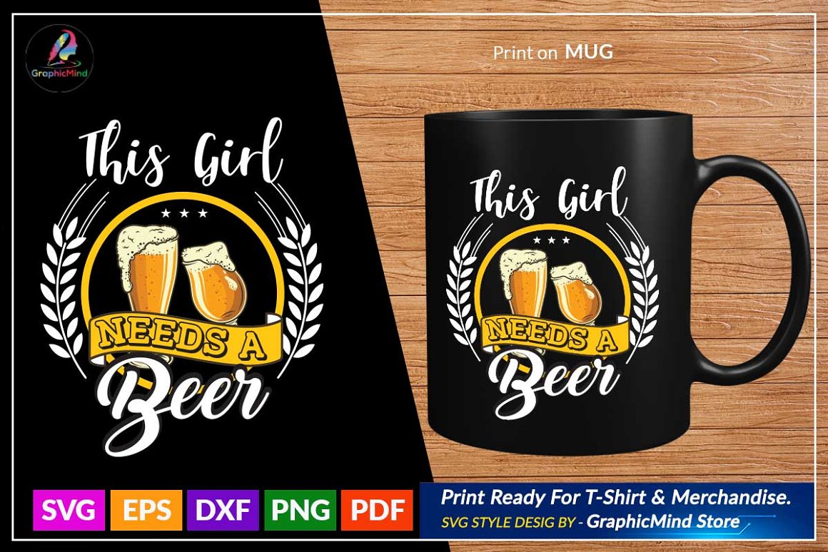 Black cup with the lettering "This girl needs a beer".