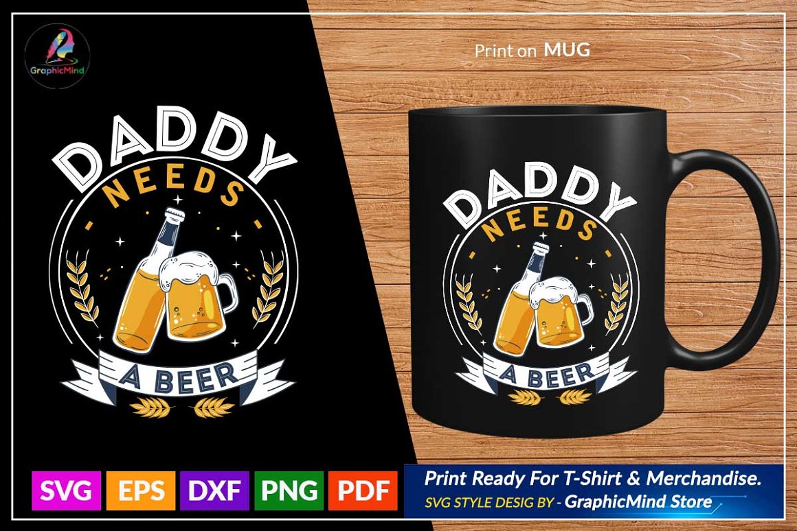 Black cup with the lettering "Daddy needs a beer".
