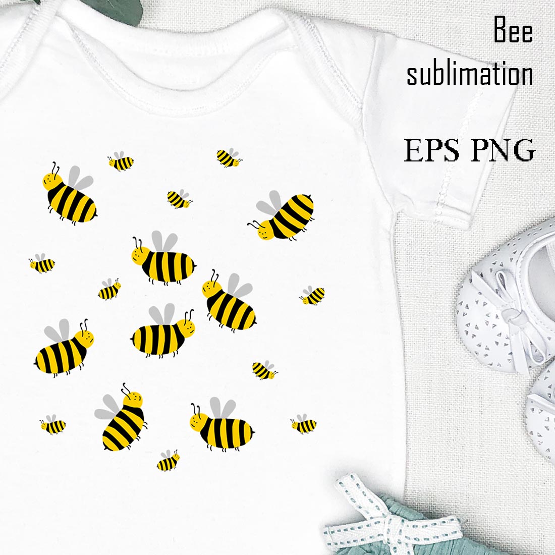 Bee Clipart PNG, EPS for Bee Sublimation preview image.