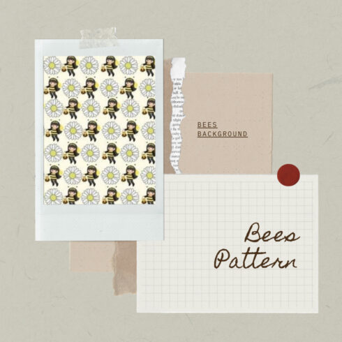 Bees Pattern. Bees Background. Flowers.