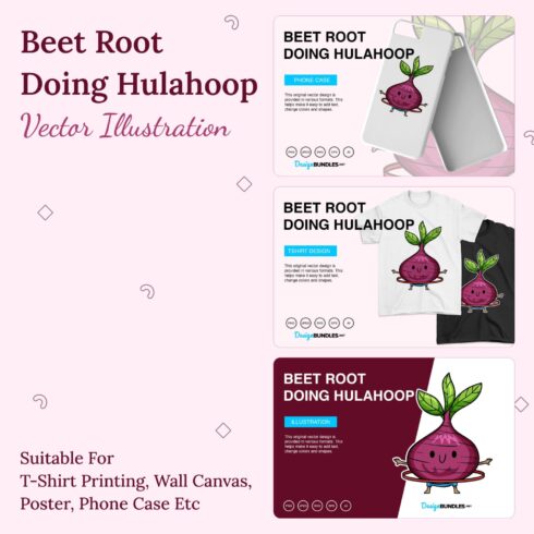 Beet Root Doing Hula Hoop Vector Illustration.
