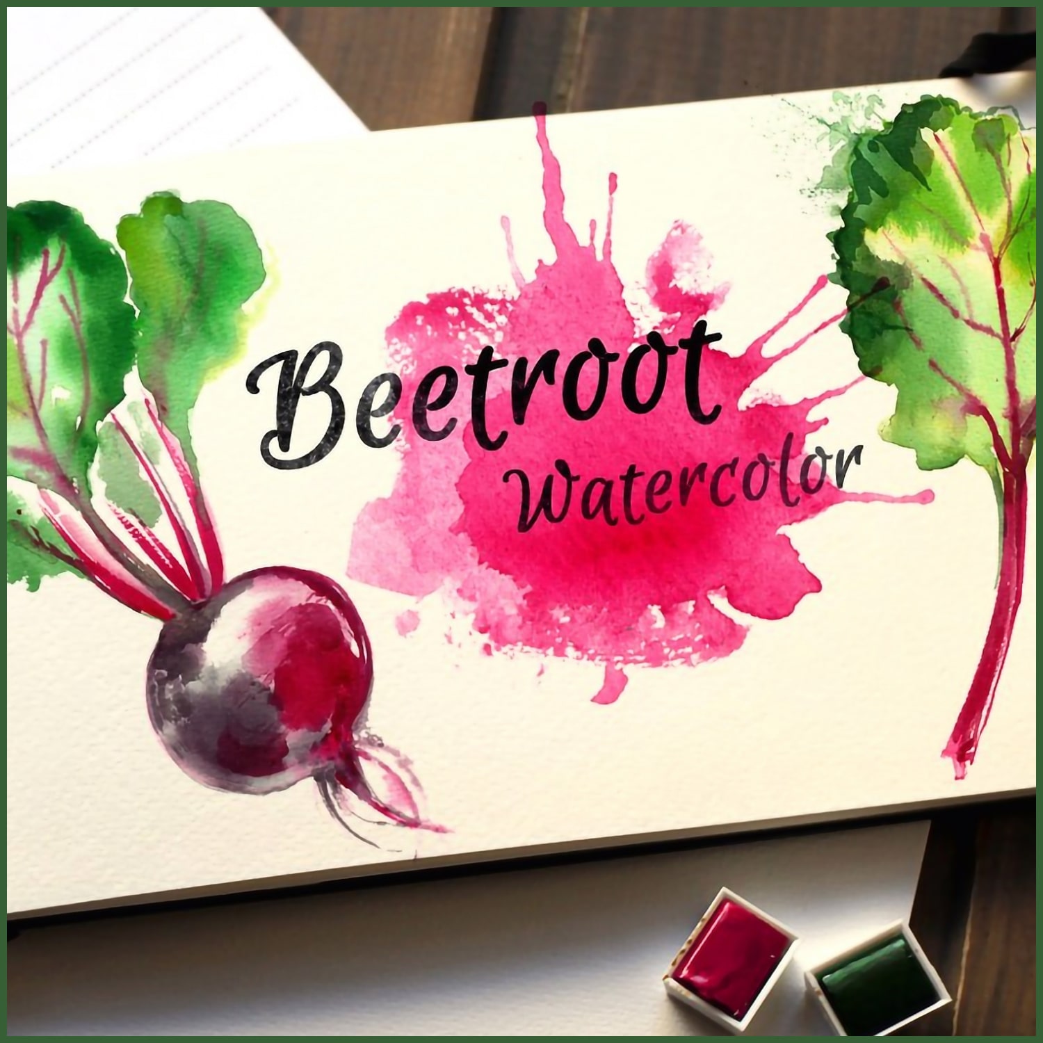 Beetroot. Watercolor sketch food cover.