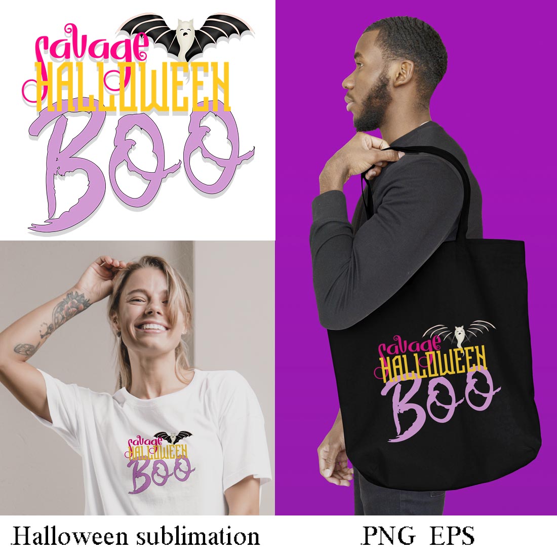 Halloween Clipart PNG, EPS Savage Halloween Sublimation cover image.