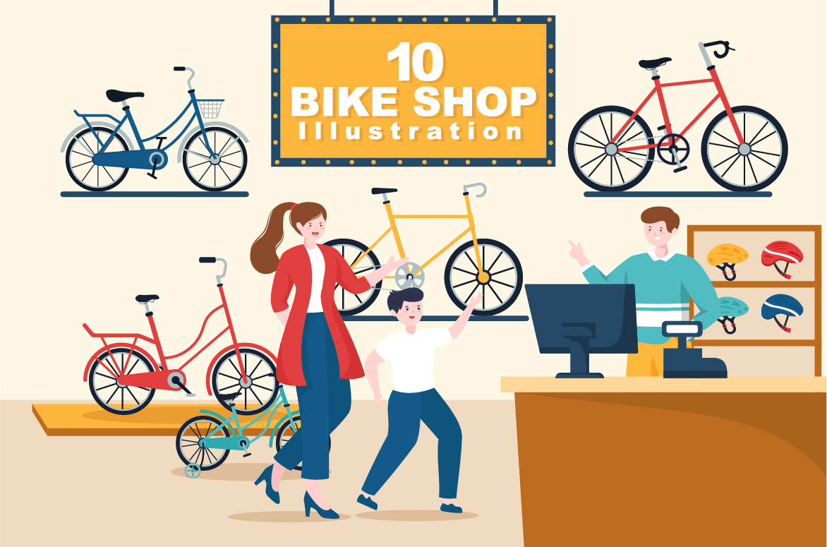 10 Bike Shop Illustration facebook image.