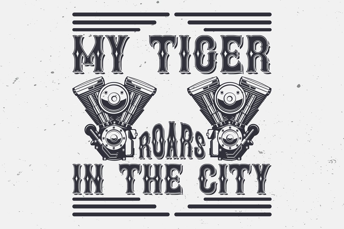 The black lettering "My tiger roars in the city" on a grey background.