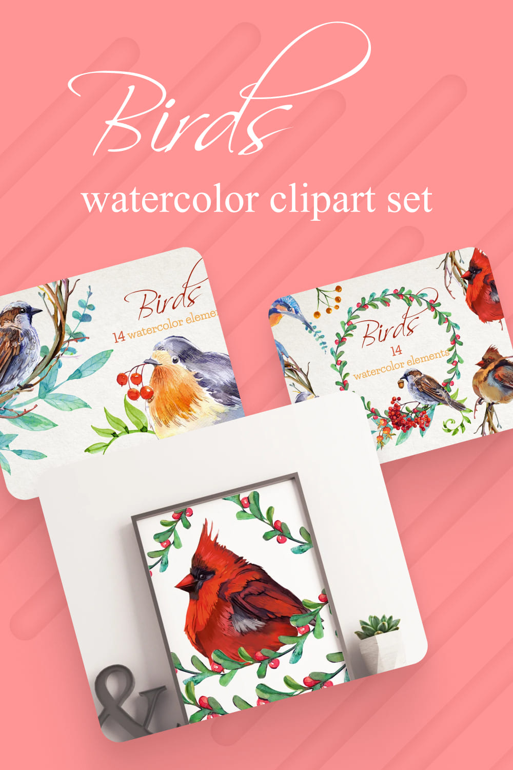 birds watercolor clipart set 1000x1500