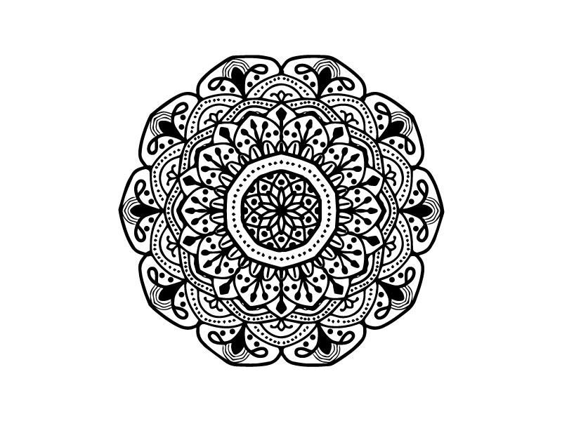 5 Black and White Mandala Design set.