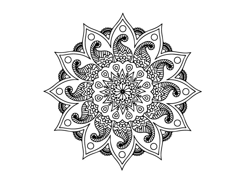 5 Black and White Mandala Design illustrations set.