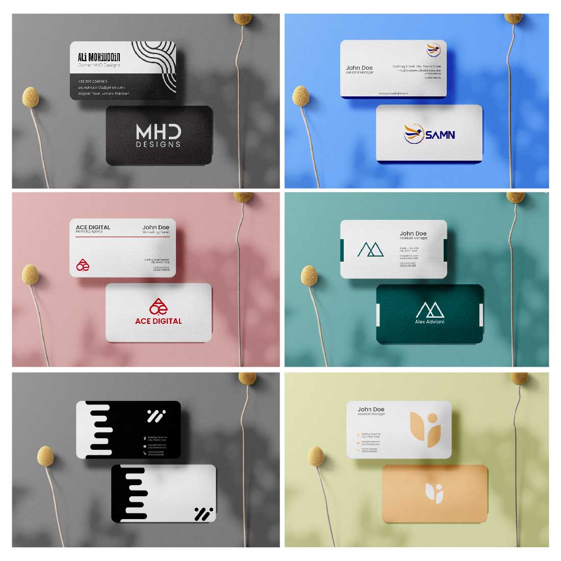 Minimal Business Cards Bundle previews.