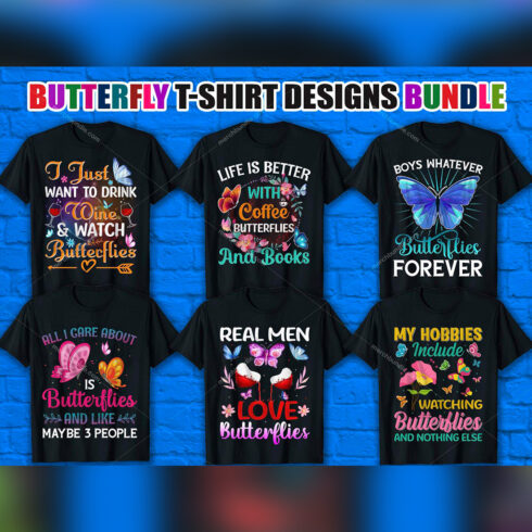 Butterfly T-Shirt Design Bundle cover image.
