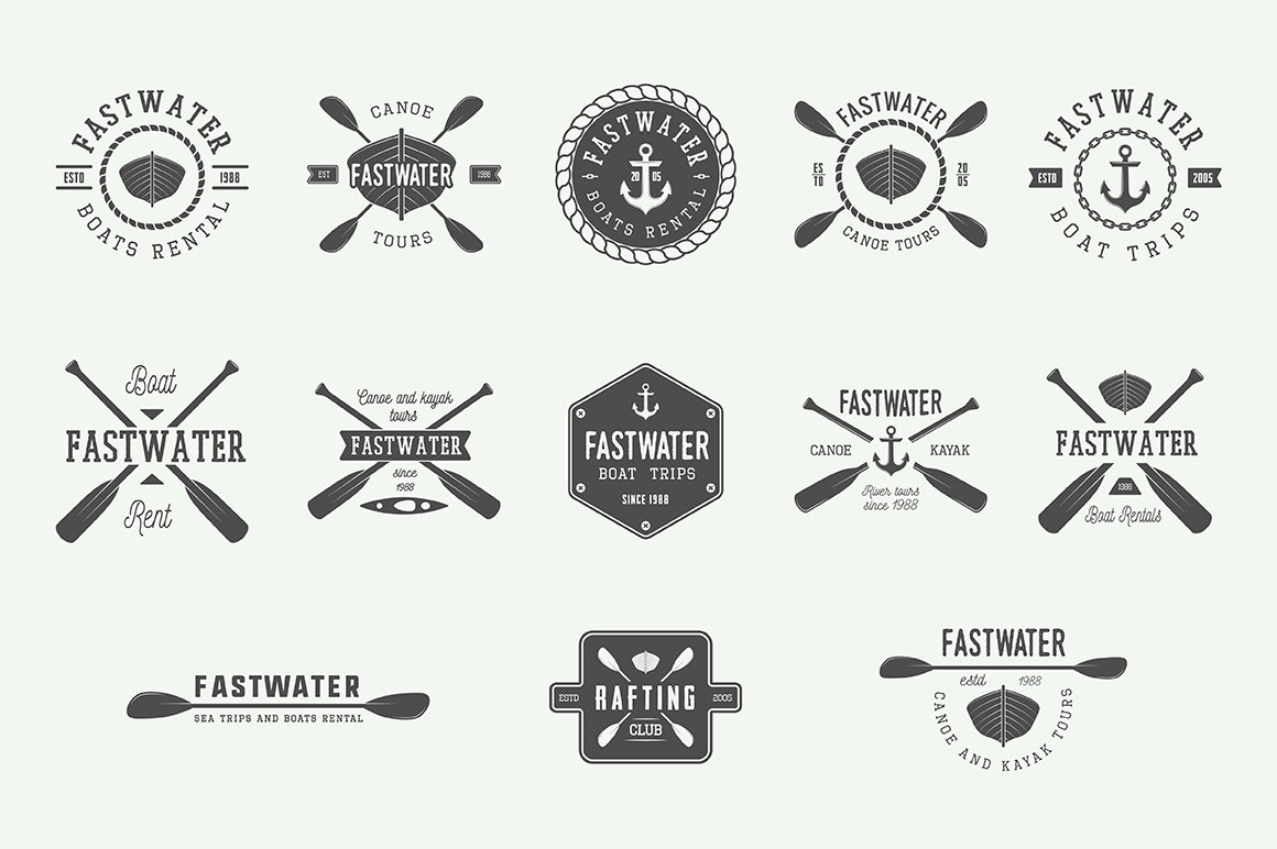 Dark grey navy symbols for creating some special logos.