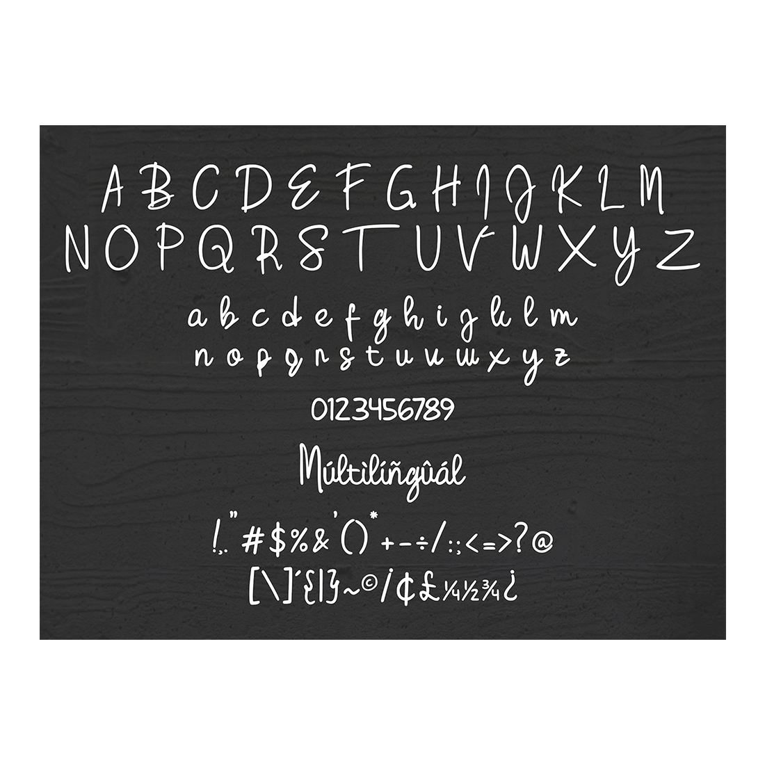 Camayang Handwritten Script Font alphabet preview.