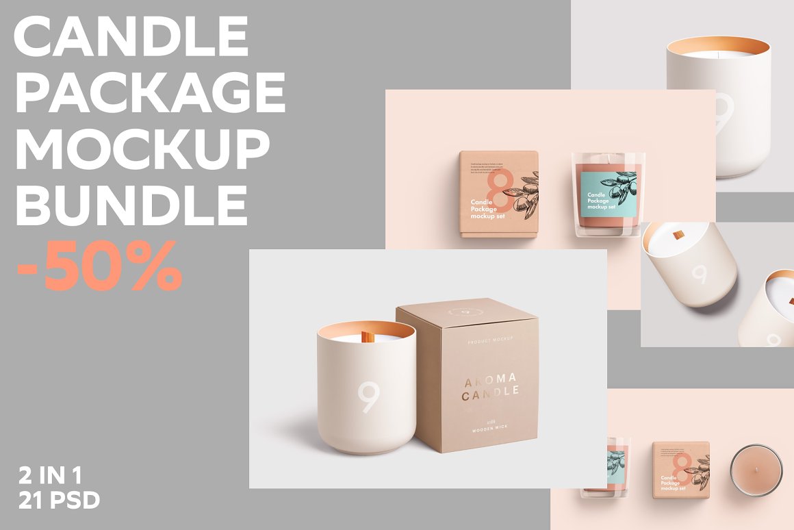 Candle Package Mockup Bundle -50%.