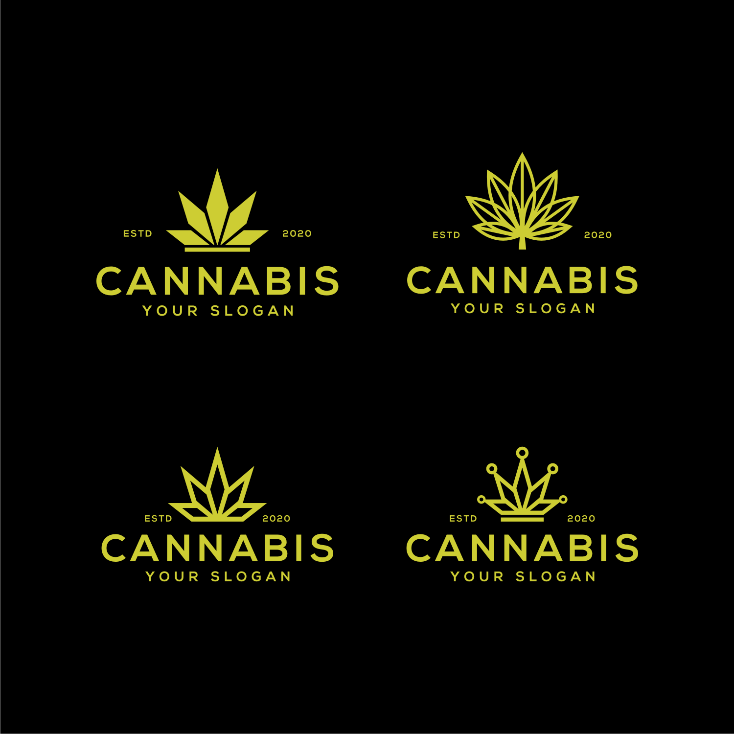 Set of Cannabis Marijuana Leaf Logo Vector cover image.