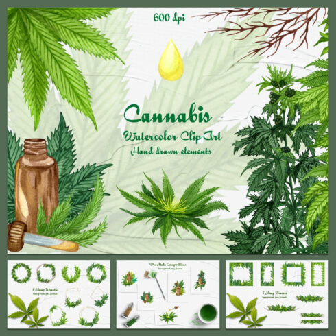 Cannabis Watercolor Bundle.