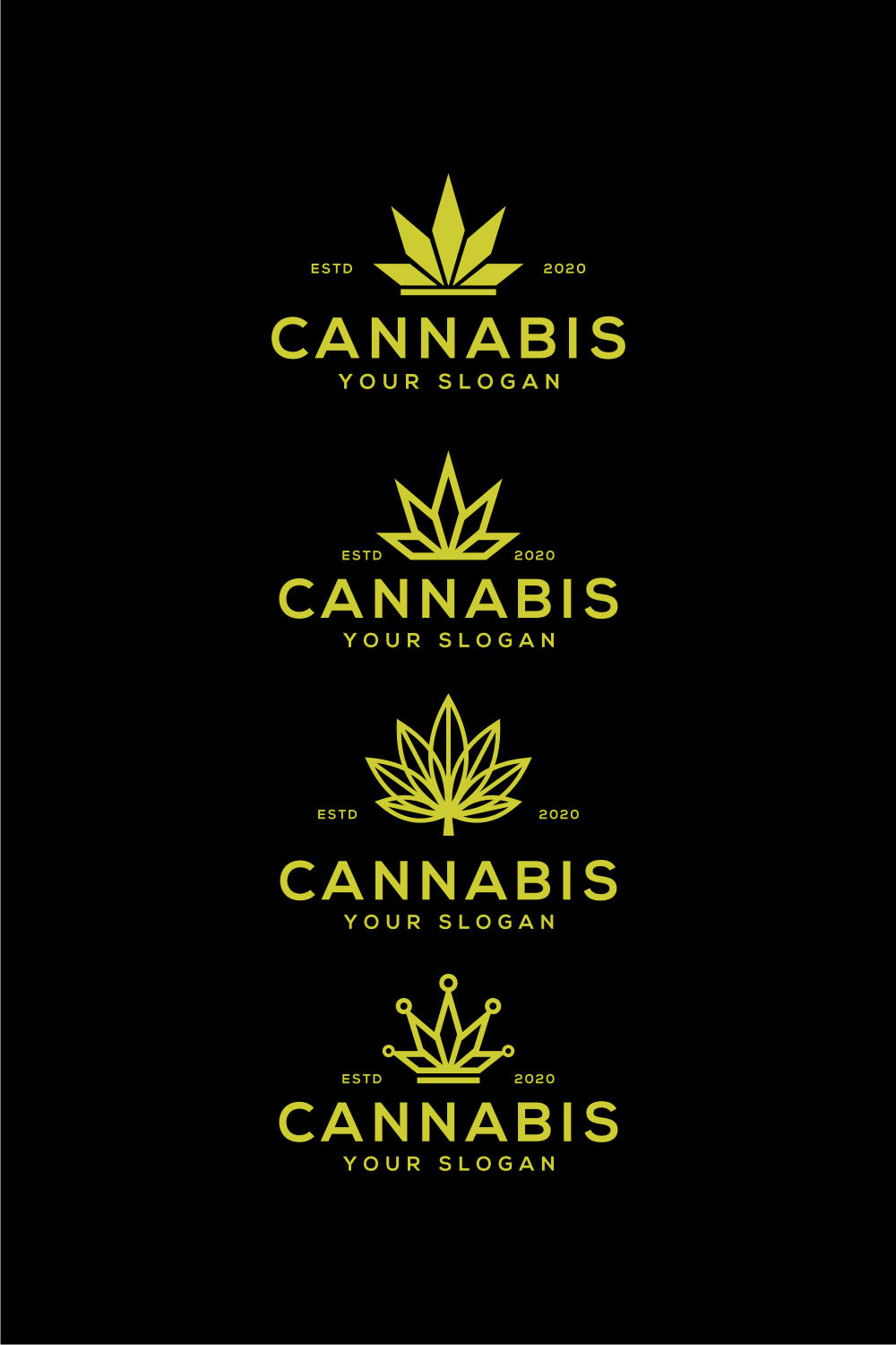 Set of Cannabis Marijuana Leaf Logo Vector pinterest image.
