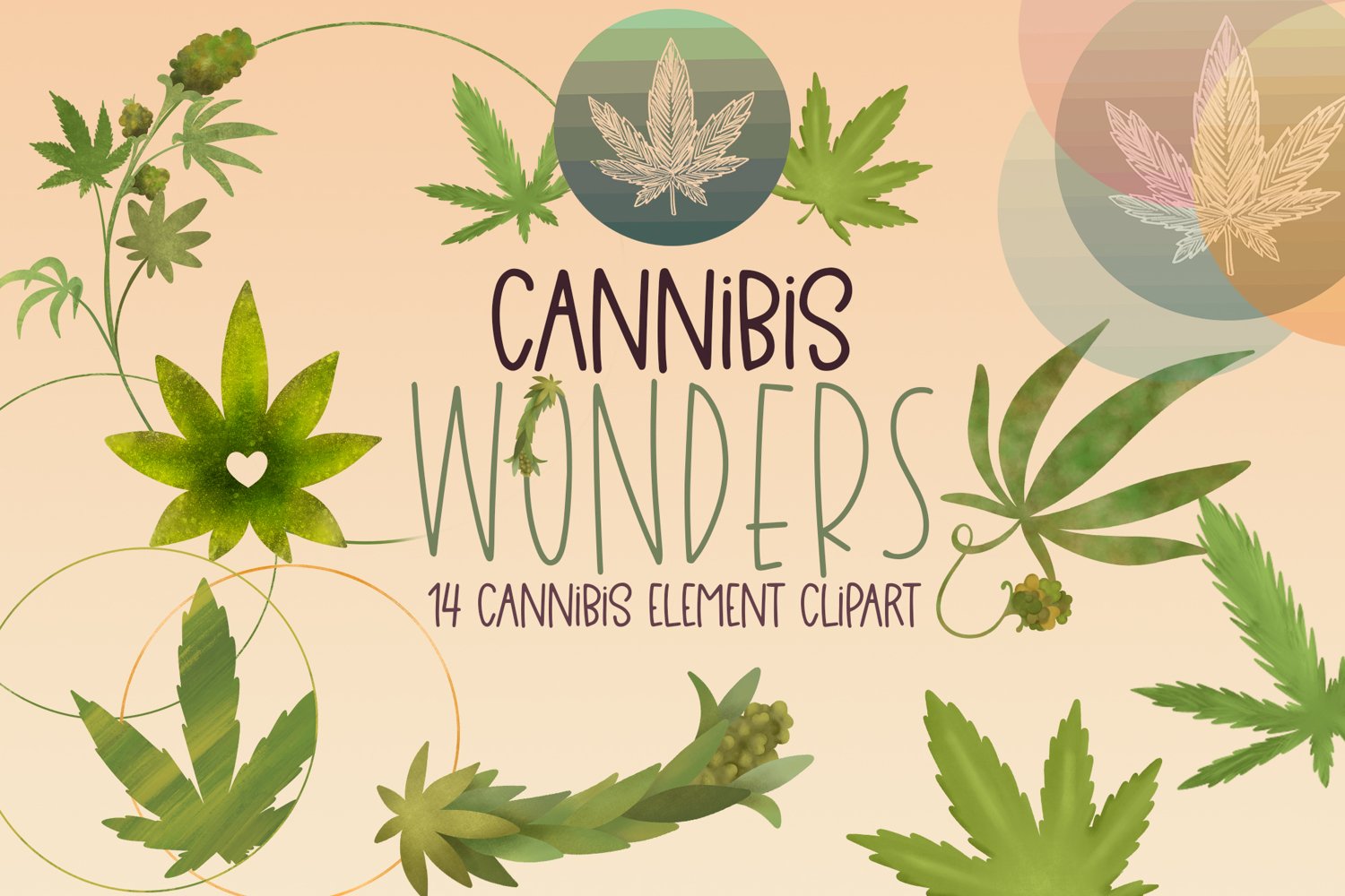 Cover images of Cannibis Inspired Element Clipart.